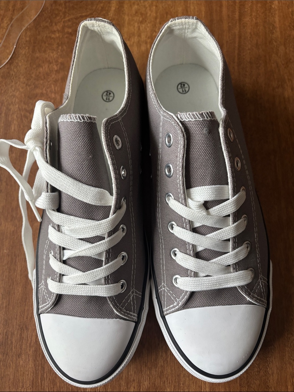 Classic Low-Top Canvas Sneakers in Gray with White Accents